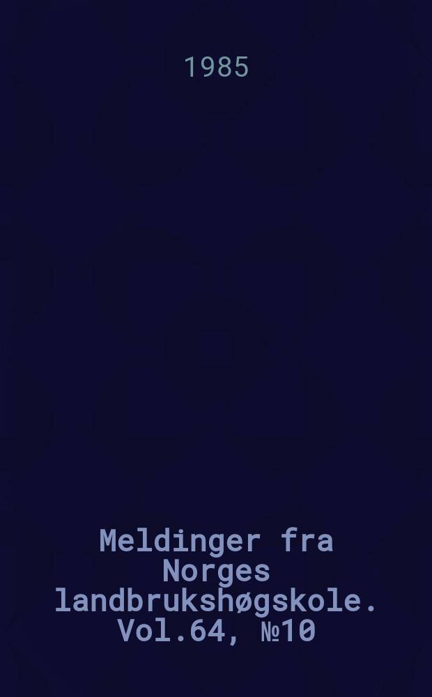 Meldinger fra Norges landbrukshøgskole. Vol.64, №10 : Physical and chemical characteristics of some bark composts with emphasis of some N-requirement when growing lettuce