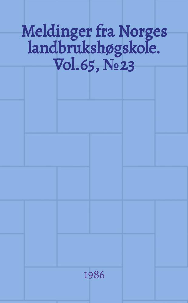 Meldinger fra Norges landbrukshøgskole. Vol.65, №23 : Effects of tractor traffic and liming on yields and soil physical properties in three field experiments