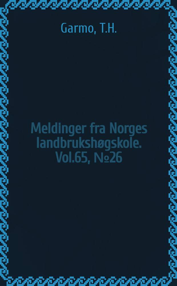 Meldinger fra Norges landbrukshøgskole. Vol.65, №26 : Mjølkegeiter på fjellbeite