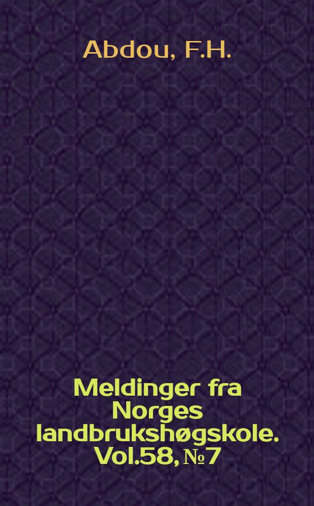 Meldinger fra Norges landbrukshøgskole. Vol.58, №7 : The effects of hatching season...