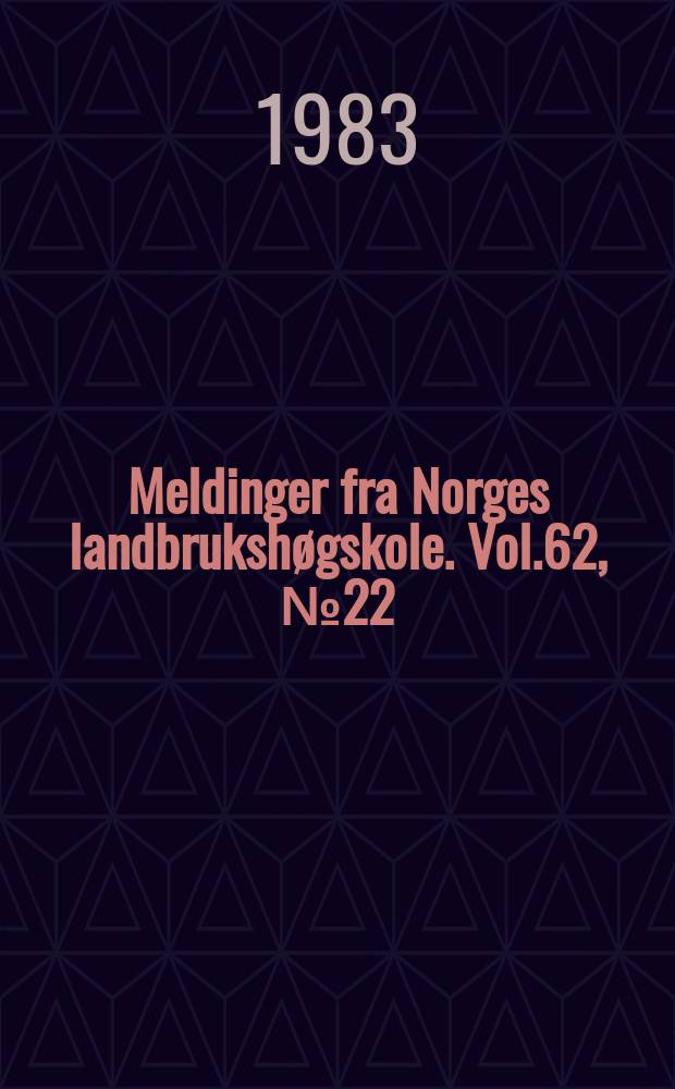 Meldinger fra Norges landbrukshøgskole. Vol.62, №22 : Planteutgang, plantestørrelse...