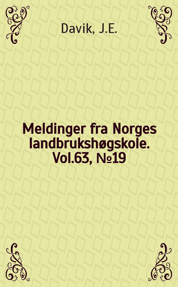 Meldinger fra Norges landbrukshøgskole. Vol.63, №19 : Induced suppression of Rhizoctonia...