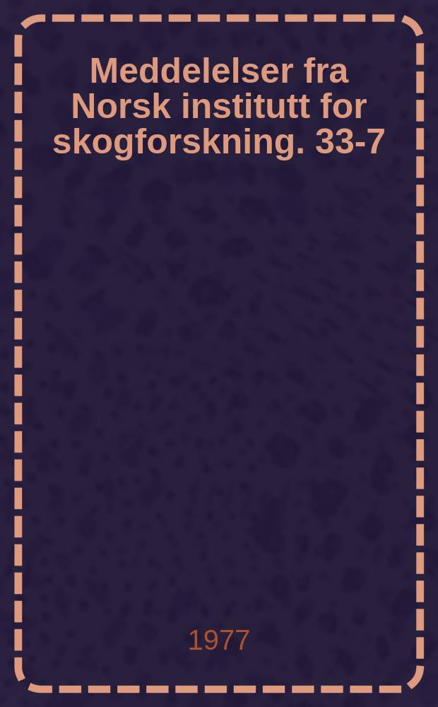 Meddelelser fra Norsk institutt for skogforskning. 33-7 : Bivoltinism in Ips typographus in Norway ...