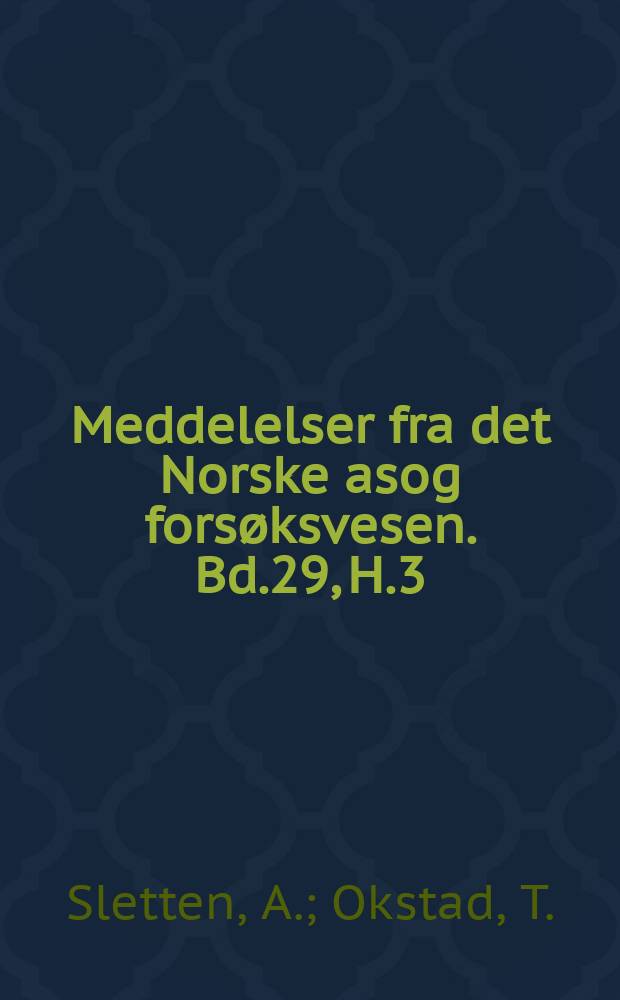 Meddelelser fra det Norske asog forsøksvesen. Bd.29, H.3(112) : Infection biology and chemical control of Scleroderris lagerbergii Gremmen on Pinus sylvestris L.. Bestemmelse av tørrstoffinnholdet i massevirke