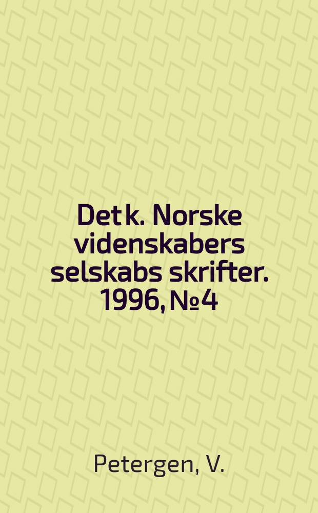Det k. Norske videnskabers selskabs skrifter. 1996, №4 : A theorem on Toenlitz determinants