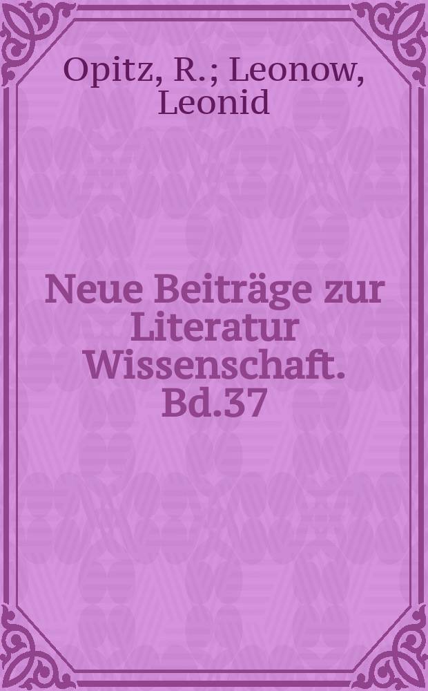 Neue Beiträge zur Literatur Wissenschaft. Bd.37 : Philosophie und Komposition