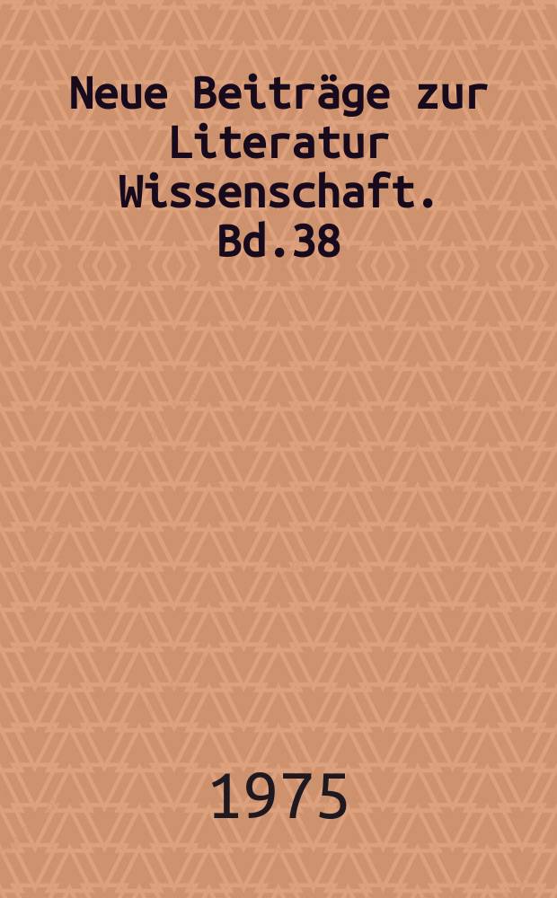 Neue Beiträge zur Literatur Wissenschaft. Bd.38 : Das Theater Garcia