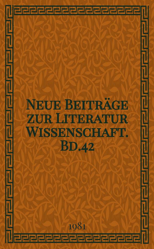 Neue Beiträge zur Literatur Wissenschaft. Bd.42 : Johannes Bobrowski