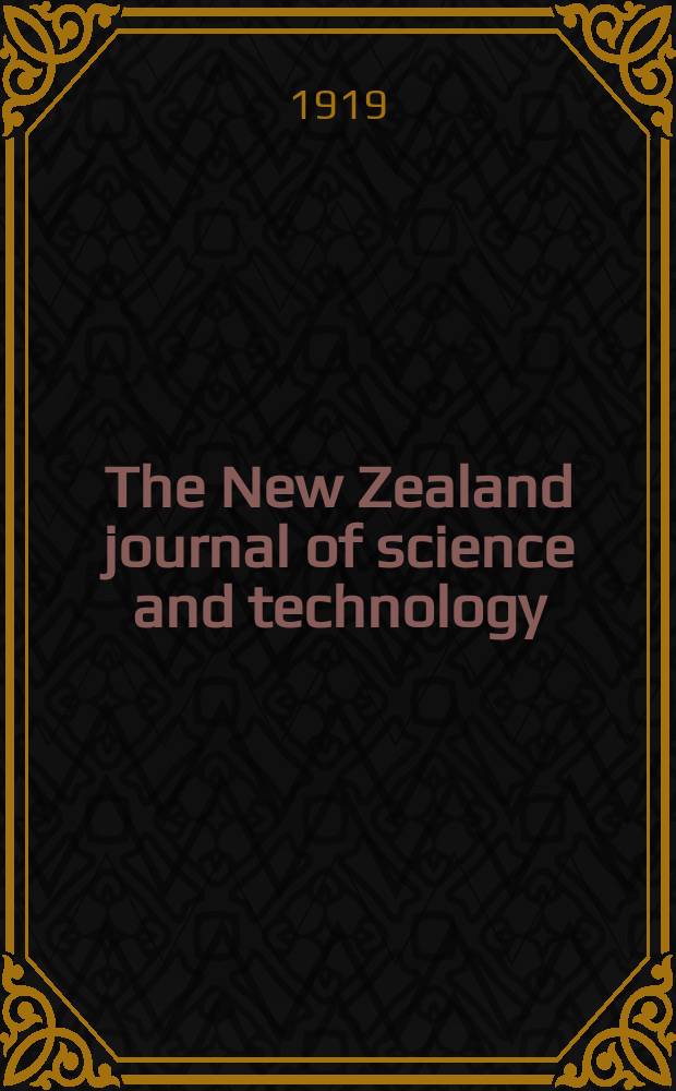 The New Zealand journal of science and technology
