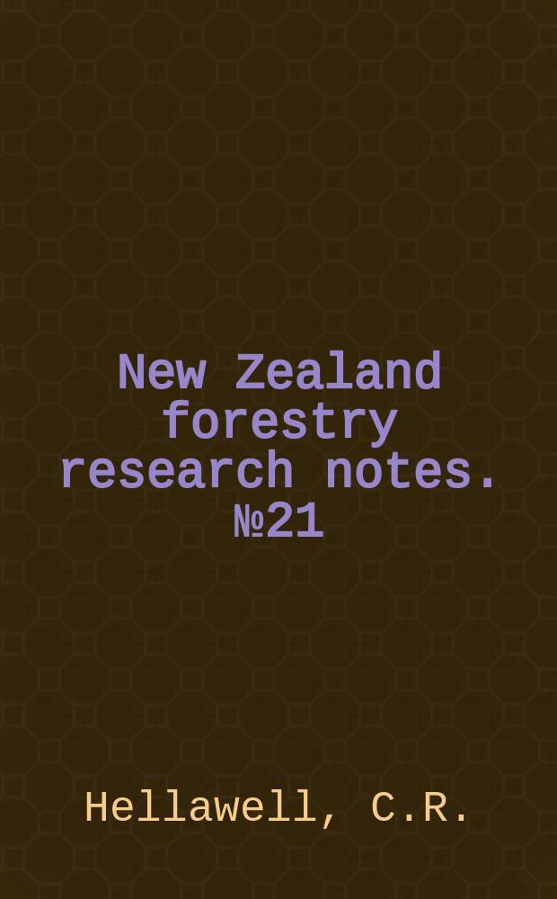 New Zealand forestry research notes. №21 : The withdrawal resistance of nails in rimu and radiata pine