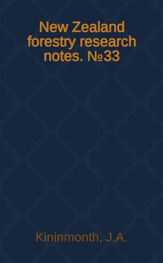 New Zealand forestry research notes. №33 : The effect of certain water - borne preservatives on the use of a resistance - type moisture meter