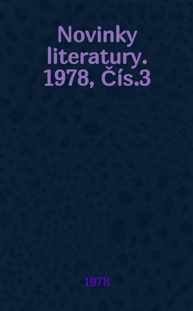 Novinky literatury. 1978, Čís.3/4