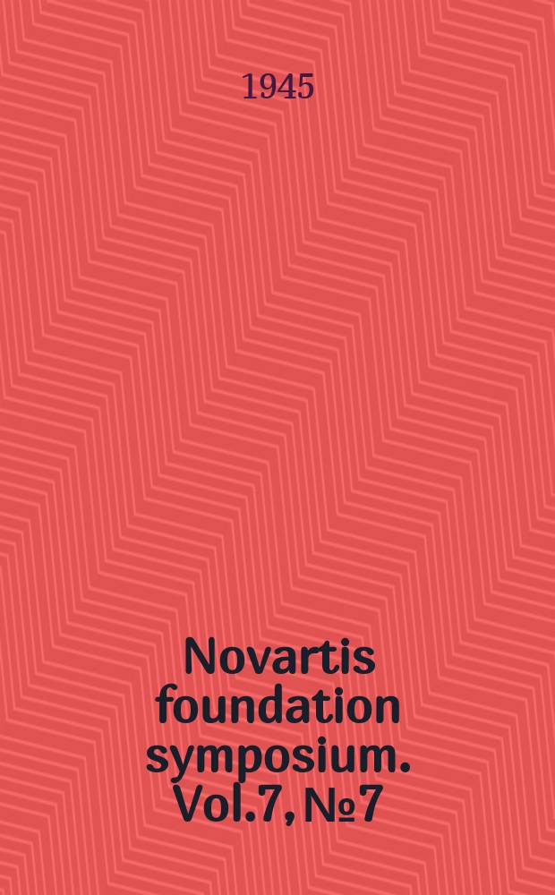 Novartis foundation symposium. Vol.7, №7 : Fetish, amulet and talisman
