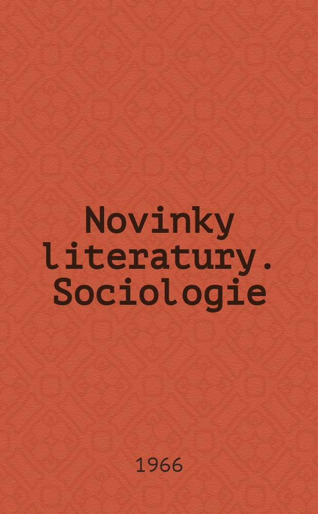 Novinky literatury. Sociologie