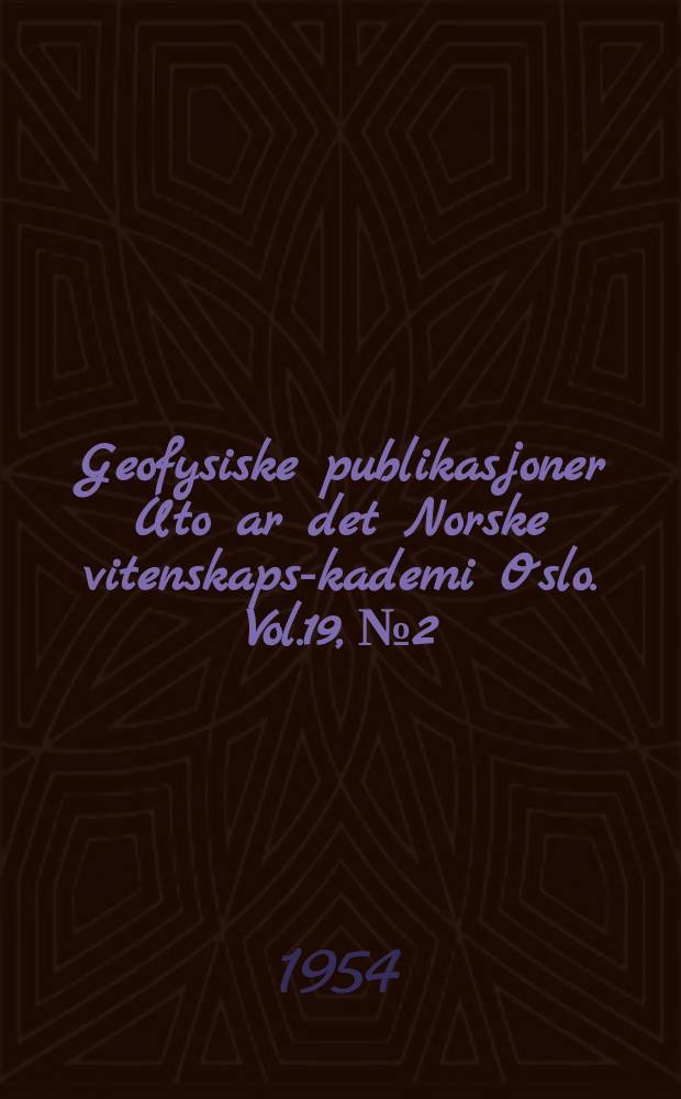 Geofysiske publikasjoner Uto ar det Norske vitenskaps -akademi Oslo. Vol.19, №2 : Theory and observations of the enhancement of aurora hydrogen lines with increasing distance from the magnetic axis point