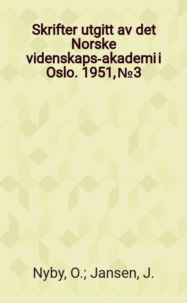 Skrifter utgitt av det Norske videnskaps-akademi i Oslo. 1951, №3 : An experimental investigation of the corticopontine projection in macaca mulatta
