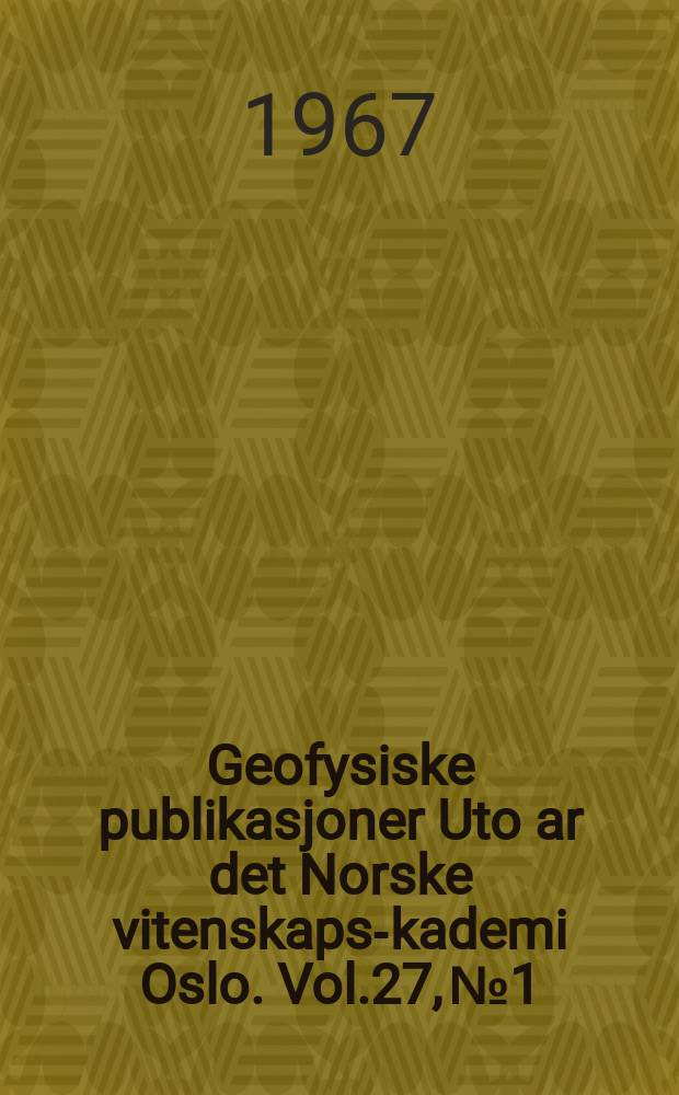 Geofysiske publikasjoner Uto ar det Norske vitenskaps -akademi Oslo. Vol.27, №1 : On the nonlinear computational instability of the equations of one-dimensional flow