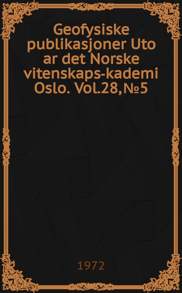 Geofysiske publikasjoner Uto ar det Norske vitenskaps -akademi Oslo. Vol.28, №5 : An approximate theory for the structure of strong pycnoclines