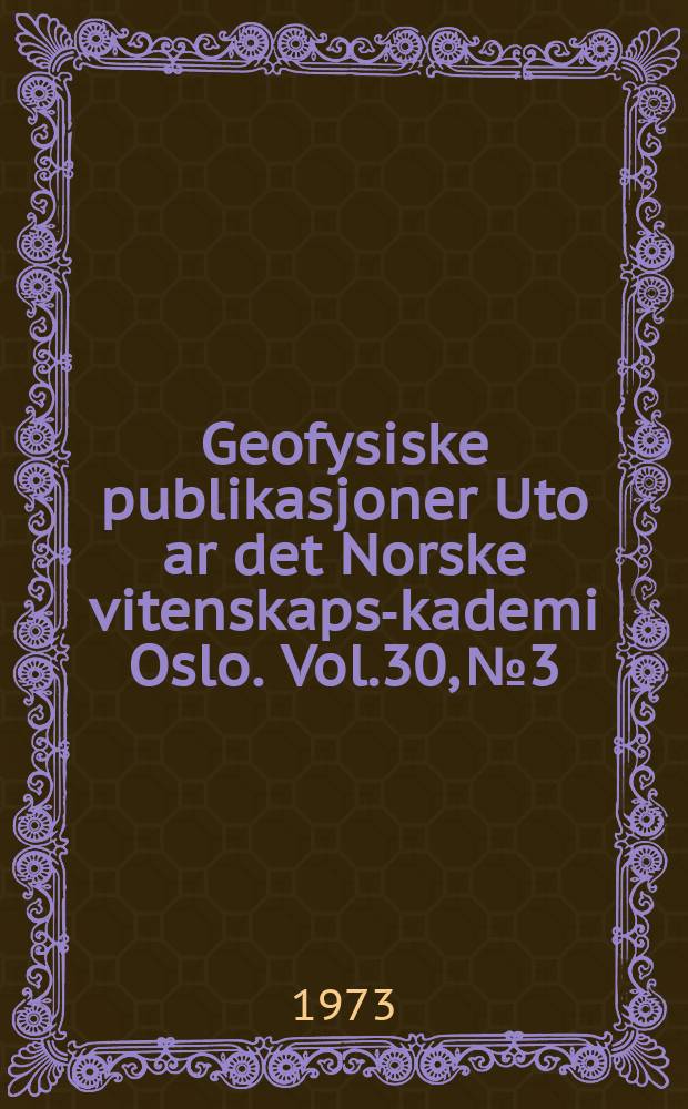 Geofysiske publikasjoner Uto ar det Norske vitenskaps -akademi Oslo. Vol.30, №3 : Prediction of second - moment