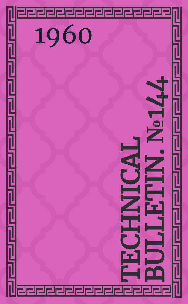 Technical bulletin. №144 : Broiler production density, plant size alternative operating plans and total unit costs