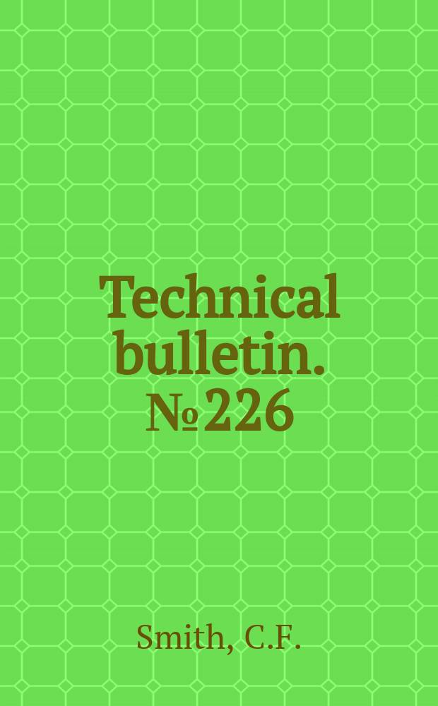 Technical bulletin. №226 : Keys to and descriptions