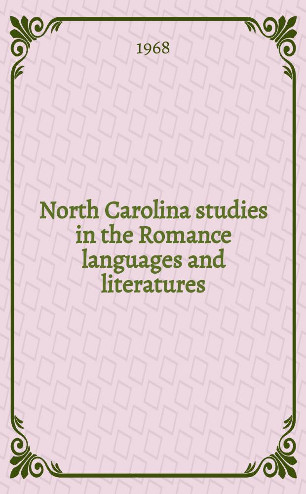 North Carolina studies in the Romance languages and literatures : Essays, texts, textual studies and translations, symposia. №72 : Renaissance and other studies in honour of William Leon Wiley