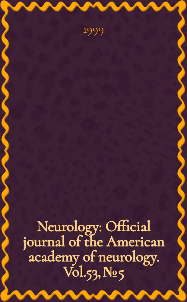 Neurology : Official journal of the American academy of neurology. Vol.53, №5