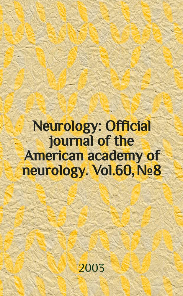 Neurology : Official journal of the American academy of neurology. Vol.60, №8