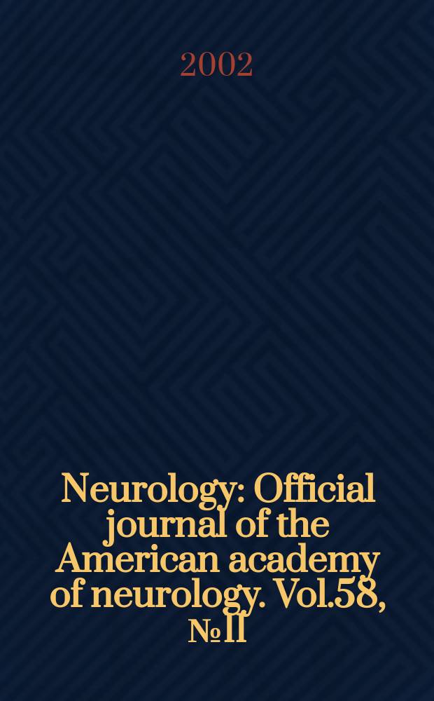Neurology : Official journal of the American academy of neurology. Vol.58, №11