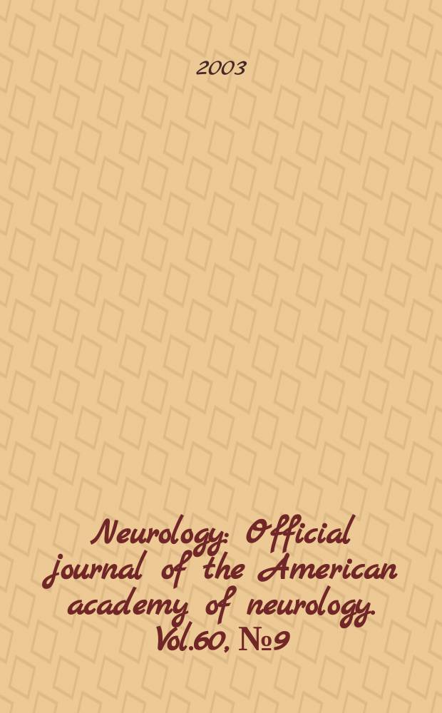 Neurology : Official journal of the American academy of neurology. Vol.60, №9