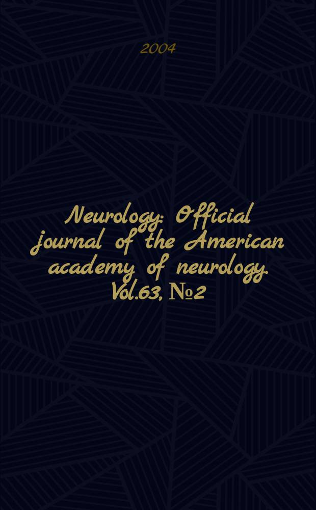 Neurology : Official journal of the American academy of neurology. Vol.63, №2