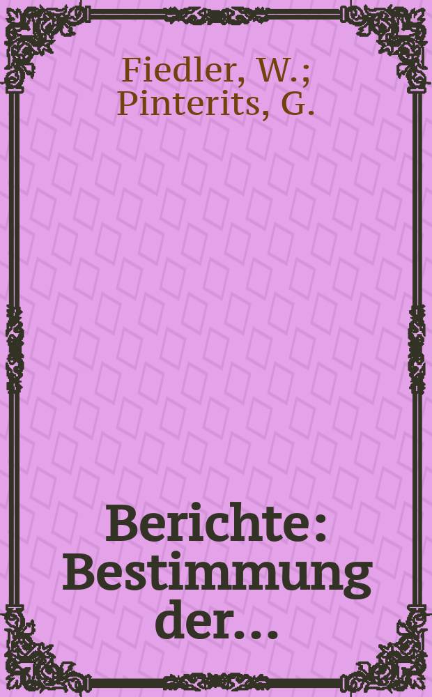 Berichte : Bestimmung der...