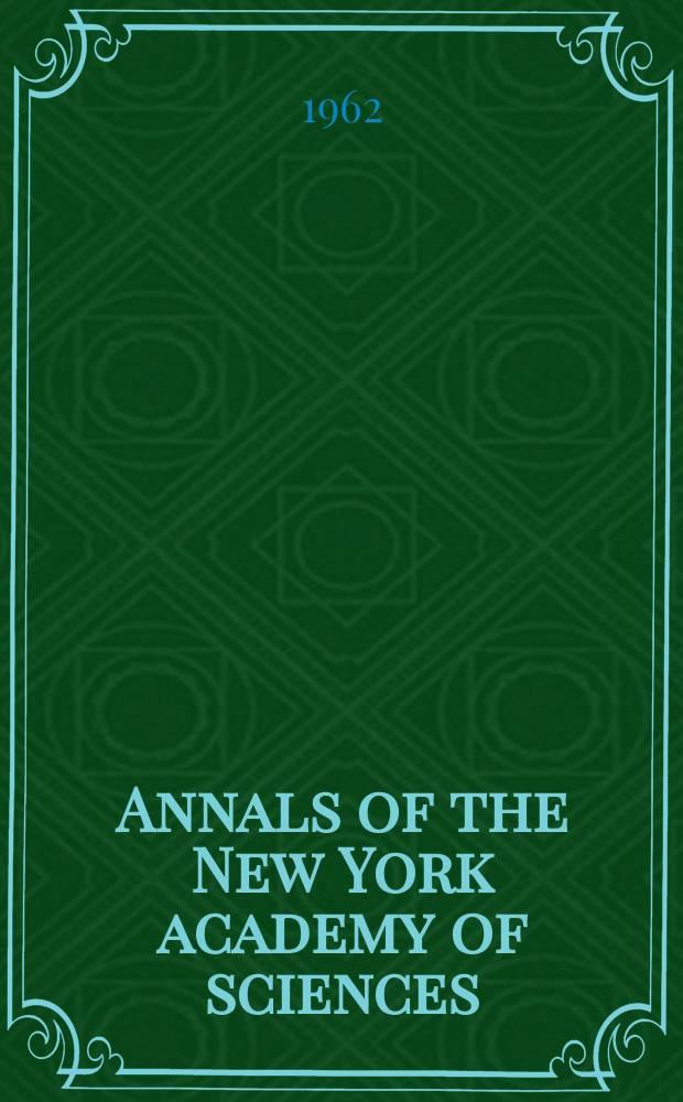 Annals of the New York academy of sciences : Late Lyceum of natural history. Vol.99, Art.3 : Tissue homotransplantation conference. 5th. New York. 1962