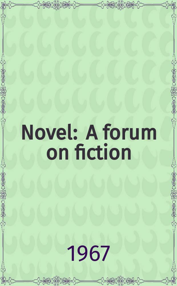 Novel : A forum on fiction