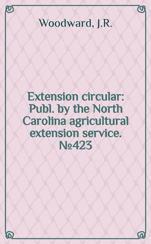 Extension circular : Publ. by the North Carolina agricultural extension service. №423 : Choosing the type and size of swine enterprise