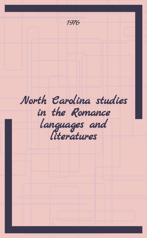 North Carolina studies in the Romance languages and literatures : Essays, texts, textual studies and translations, symposia. №145 : Historia y bibliograf&iacute;a de la critica sobre