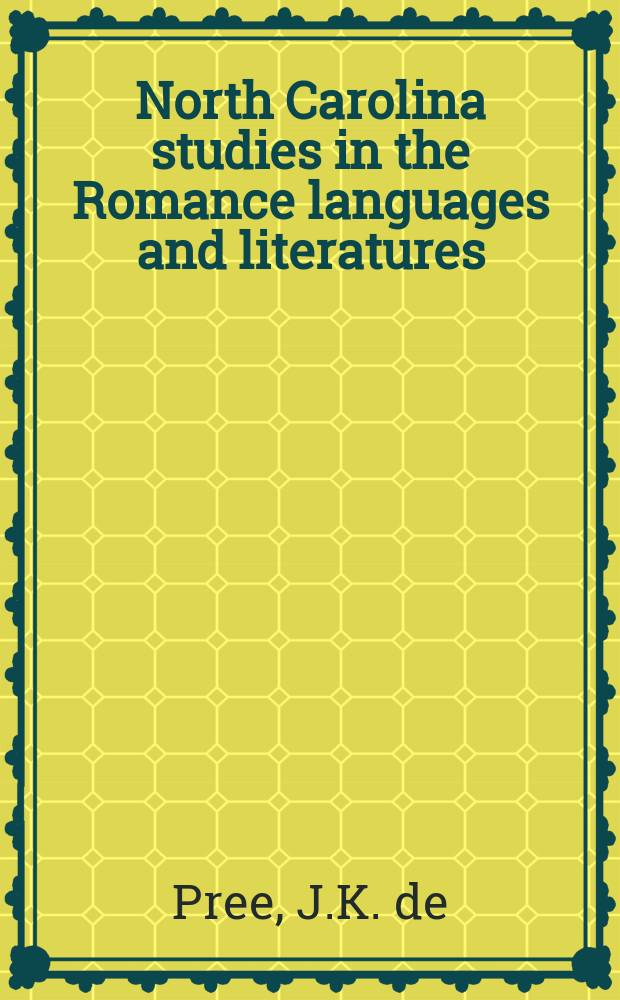 North Carolina studies in the Romance languages and literatures : Essays, texts, textual studies and translations, symposia. №258 : The ravishment of Persephone