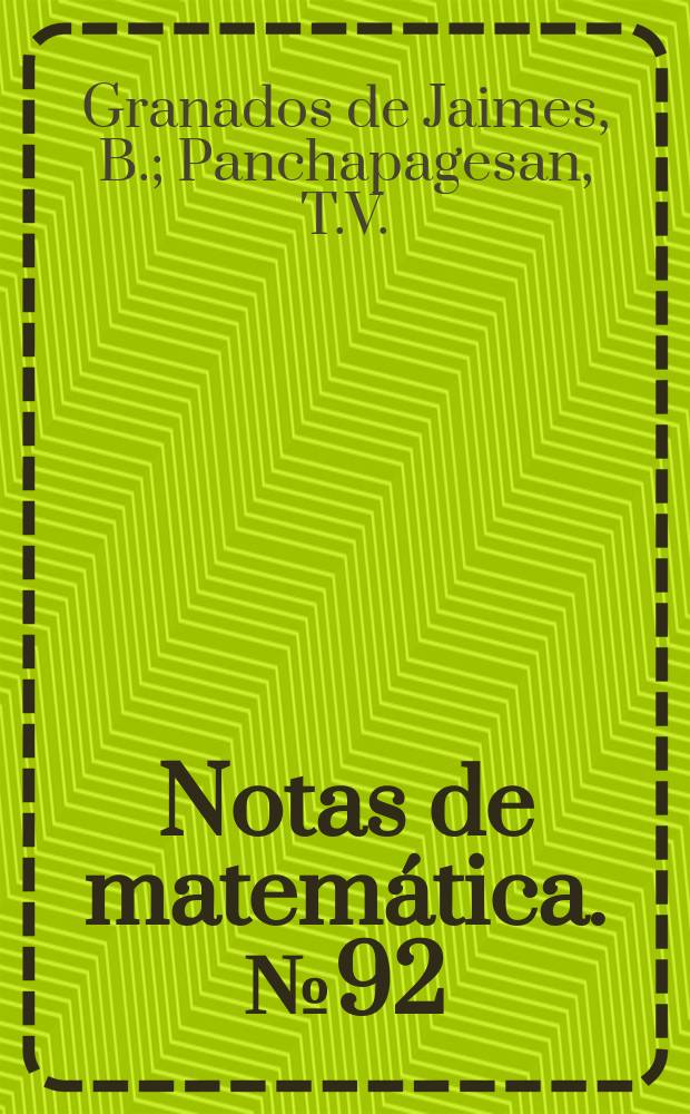 Notas de matemática. №92 : A note on...