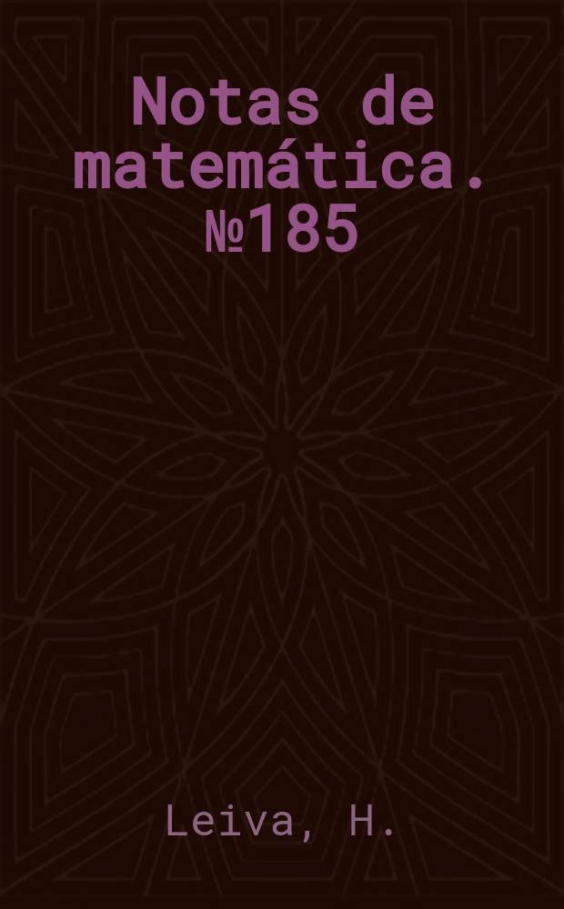 Notas de matemática. №185 : Linear reaction diffusion systems