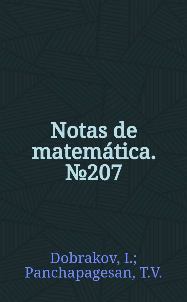 Notas de matemática. №207 : A gene ralised ...