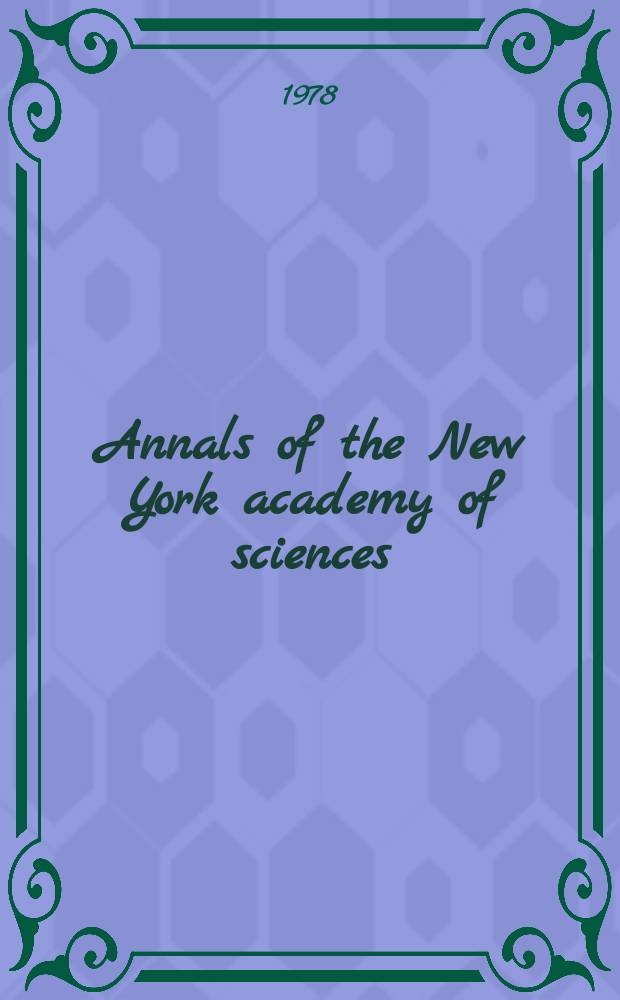 Annals of the New York academy of sciences : Late Lyceum of natural history. Vol.309 : Psychology