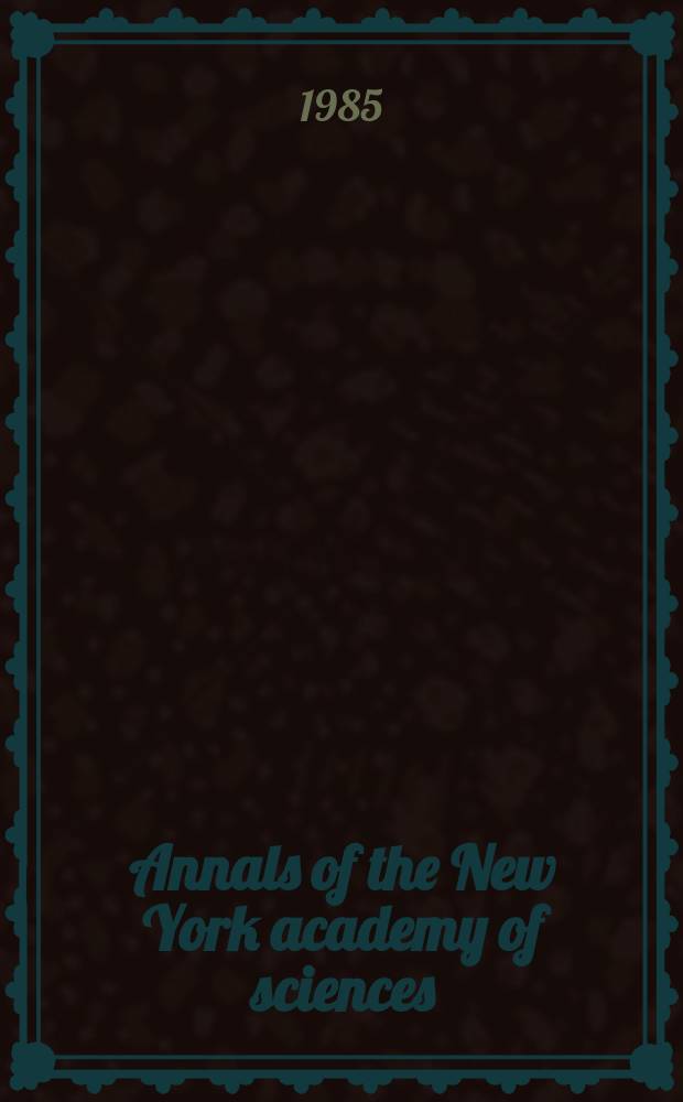 Annals of the New York academy of sciences : Late Lyceum of natural history. Vol.444 : Memory dysfunctions