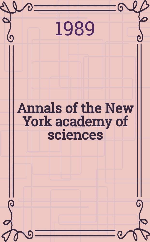 Annals of the New York academy of sciences : Late Lyceum of natural history. Vol.561 : Nutrition and the chemical senses in aging