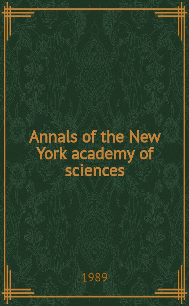Annals of the New York academy of sciences : Late Lyceum of natural history. Vol.566 : Annals index (1986-1987)