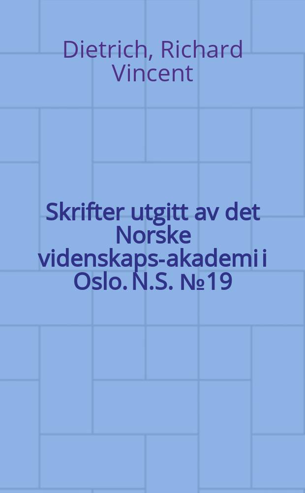 Skrifter utgitt av det Norske videnskaps-akademi i Oslo. N.S. № 19 : Petrology and geochemistry of ekerite