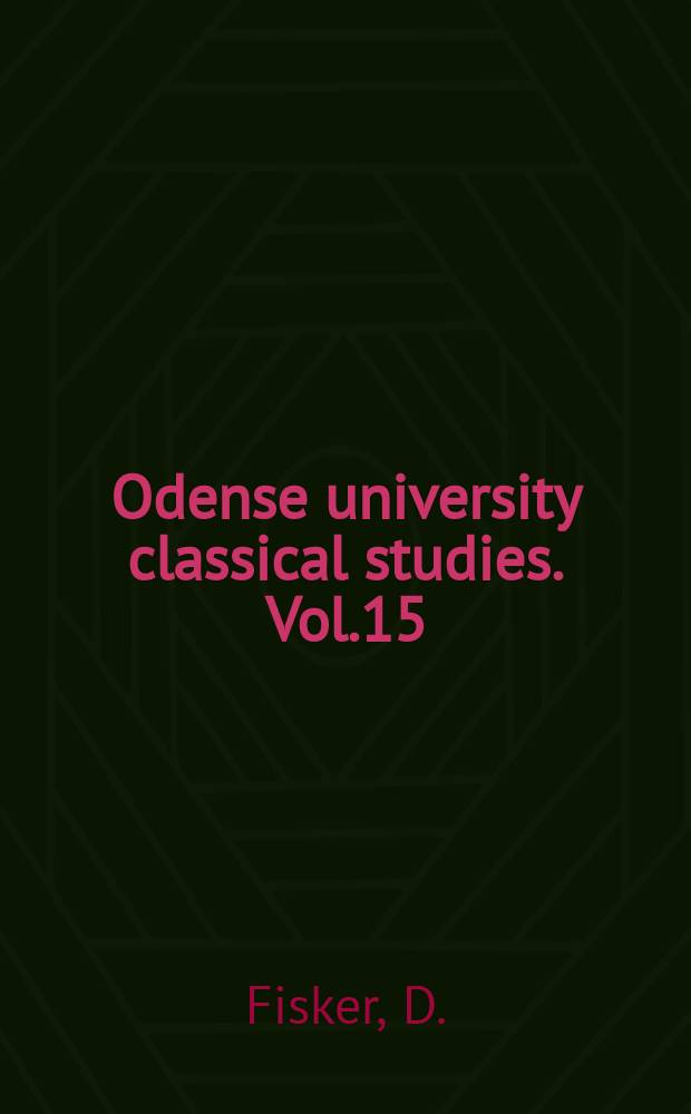 Odense university classical studies. Vol.15 : Pindars erste Olympische Ode