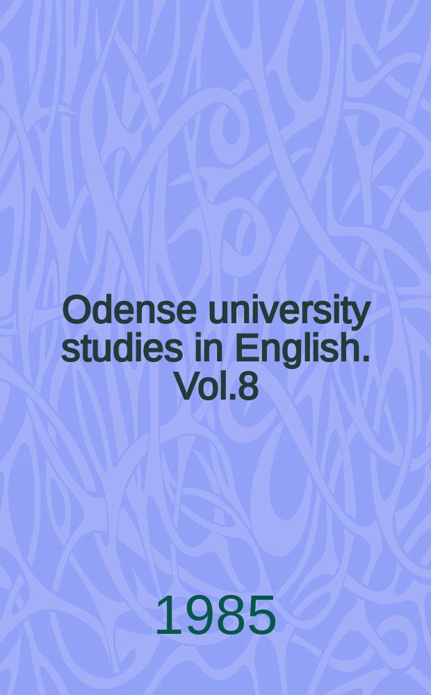 Odense university studies in English. Vol.8 : Verbal aspect
