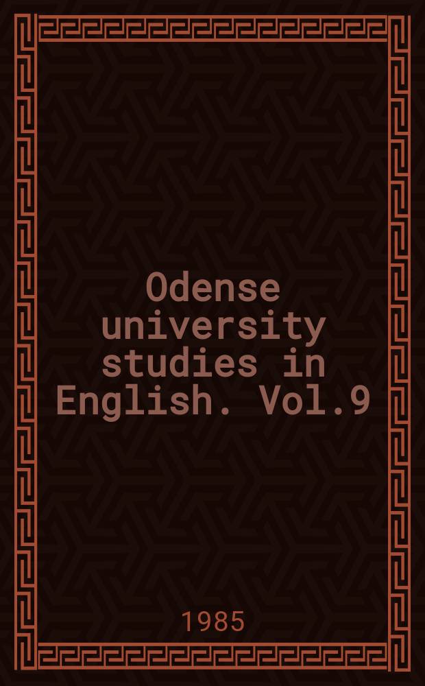 Odense university studies in English. Vol.9 : American studies in transition