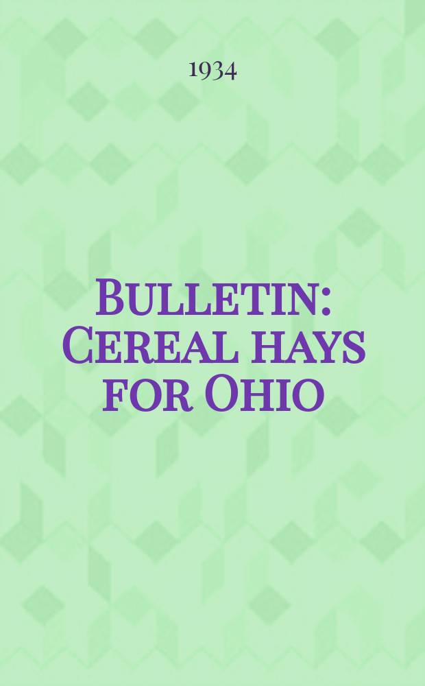 Bulletin : Cereal hays for Ohio