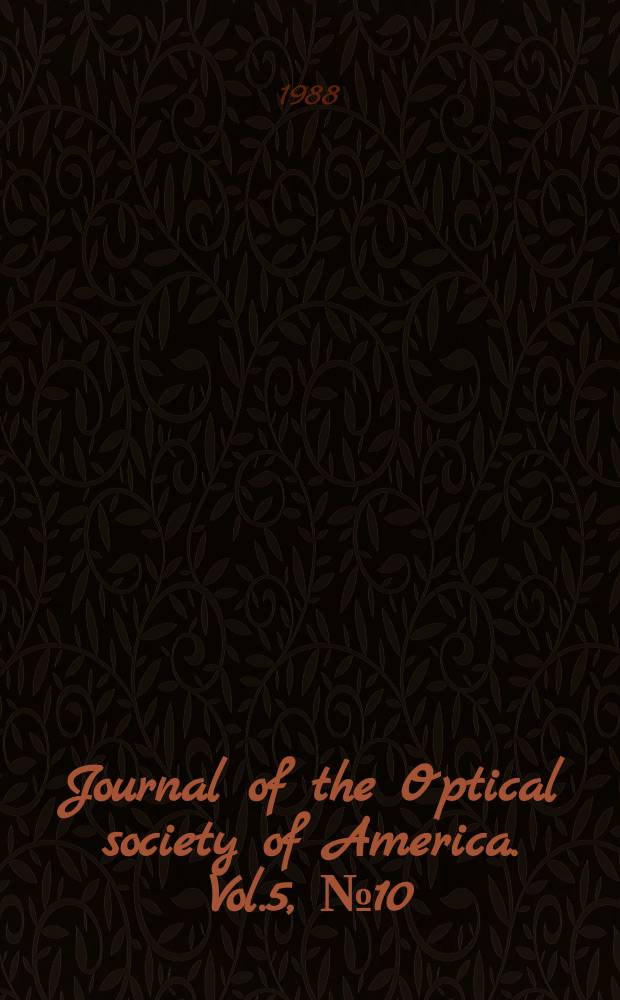 Journal of the Optical society of America. Vol.5, №10 : (Atomic spectroscopy in the twentieth century)